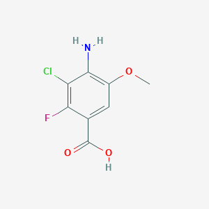 molecular formula C8H7ClFNO3 B14032599 4-Amino-3-chloro-2-fluoro-5-methoxybenzoic acid 