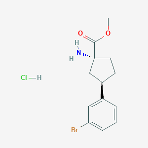 molecular formula C13H17BrClNO2 B14032641 Methyl (1R,3R)-1-amino-3-(3-bromophenyl)cyclopentane-1-carboxylate hcl 