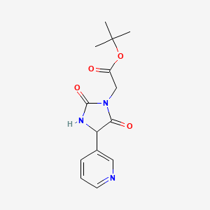 molecular formula C14H17N3O4 B14032767 tert-Butyl 2-(2,5-dioxo-4-(pyridin-3-yl)imidazolidin-1-yl)acetate 