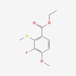 molecular formula C11H13FO3S B14032852 Ethyl 3-fluoro-4-methoxy-2-(methylthio)benzoate 