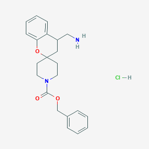 molecular formula C22H27ClN2O3 B14032853 Benzyl 4-(aminomethyl)spiro[chroman-2,4'-piperidine]-1'-carboxylate hcl 