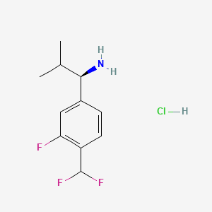 molecular formula C11H15ClF3N B14033047 (R)-1-(4-(Difluoromethyl)-3-fluorophenyl)-2-methylpropan-1-amine hydrochloride 