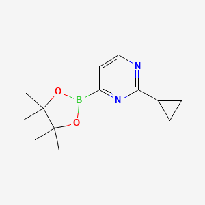 molecular formula C13H19BN2O2 B14033178 2-Cyclopropyl-4-(4,4,5,5-tetramethyl-1,3,2-dioxaborolan-2-YL)pyrimidine 