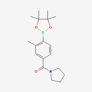 molecular formula C18H26BNO3 B1403323 1-[[3-Methyl-4-(tetramethyl-1,3,2-dioxaborolan-2-yl)phenyl]carbonyl]pyrrolidine CAS No. 1386860-56-5