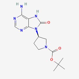 molecular formula C14H20N6O3 B14033249 Tert-butyl (R)-3-(6-amino-8-oxo-7,8-dihydro-9H-purin-9-YL)pyrrolidine-1-carboxylate 