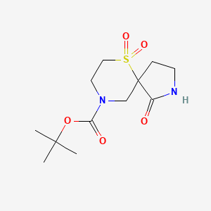 molecular formula C12H20N2O5S B14033301 tert-Butyl 1-oxo-6-thia-2,9-diazaspiro[4.5]decane-9-carboxylate 6,6-dioxide 