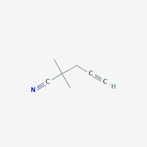 molecular formula C7H9N B14033327 2,2-Dimethylpent-4-ynenitrile CAS No. 29945-89-9