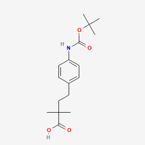 molecular formula C17H25NO4 B1403371 4-(4-叔丁氧羰基氨基苯基)-2,2-二甲基丁酸 CAS No. 1398047-46-5