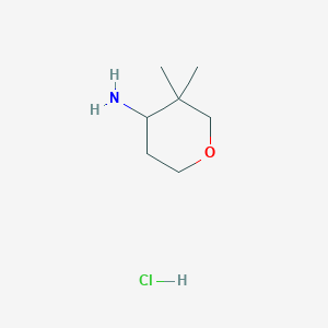 molecular formula C7H16ClNO B1403373 3,3-Dimethyltetrahydro-2H-pyran-4-amine hydrochloride CAS No. 1400580-54-2