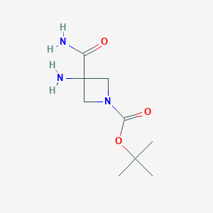 molecular formula C9H17N3O3 B1403379 Tert-butyl 3-amino-3-carbamoylazetidine-1-carboxylate CAS No. 1254120-14-3