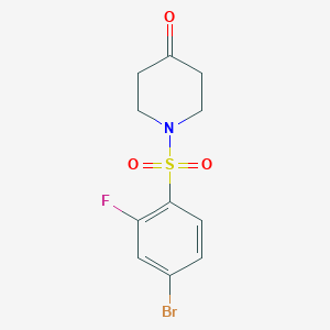 molecular formula C11H11BrFNO3S B1403381 1-((4-Bromo-2-fluorophenyl)sulfonyl)piperidin-4-one CAS No. 1224592-09-9