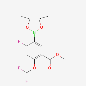 molecular formula C15H18BF3O5 B14033841 Methyl 2-(difluoromethoxy)-4-fluoro-5-(4,4,5,5-tetramethyl-1,3,2-dioxaborolan-2-yl)benzoate 