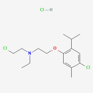 molecular formula C16H26Cl3NO B14033845 Phenetole, 4-chloro-beta-(N-(2-chloroethyl)-N-ethylamino)-2-isopropyl-5-methyl-, hydrochloride CAS No. 16793-62-7