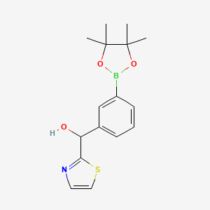 molecular formula C16H20BNO3S B1403389 [3-(4,4,5,5-Tetramethyl-[1,3,2]dioxaborolan-2-yl)-phenyl]-thiazol-2-yl-methanol CAS No. 2096997-09-8