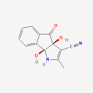 molecular formula C13H10N2O3 B14033902 (3AS,8BS)-3A,8B-Dihydroxy-2-methyl-4-oxo-1,3A,4,8B-tetrahydroindeno[1,2-B]pyrrole-3-carbonitrile 
