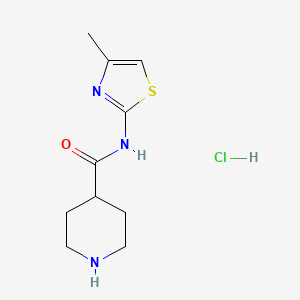 molecular formula C10H16ClN3OS B1403393 N-(4-methyl-1,3-thiazol-2-yl)piperidine-4-carboxamide hydrochloride CAS No. 1351643-26-9