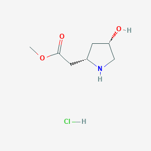 molecular formula C7H14ClNO3 B14034009 Methyl 2-((2S,4S)-4-hydroxypyrrolidin-2-yl)acetate hydrochloride 