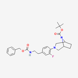 molecular formula C27H34FN3O4 B14034092 Tert-butyl 3-(4-(2-(((benzyloxy)carbonyl)amino)ethyl)-2-fluorophenyl)-3,8-diazabicyclo[3.2.1]octane-8-carboxylate 