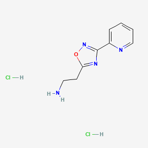 molecular formula C9H12Cl2N4O B1403410 2-(3-(Pyridin-2-yl)-1,2,4-oxadiazol-5-yl)ethan-1-amine dihydrochloride CAS No. 1435804-55-9