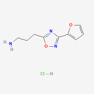 molecular formula C9H12ClN3O2 B1403411 3-(3-(Furan-2-yl)-1,2,4-oxadiazol-5-yl)propan-1-amine hydrochloride CAS No. 1435804-19-5