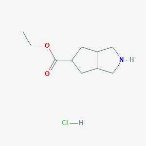 molecular formula C10H18ClNO2 B1403442 Ethyl hexahydrocyclopenta[c]pyrrole-5-carboxylate hydrochloride CAS No. 1419101-33-9