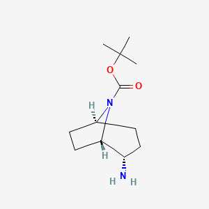 molecular formula C12H22N2O2 B1403446 内消旋-8-Boc-8-氮杂双环[3.2.1]辛烷-2-胺 CAS No. 1408076-02-7