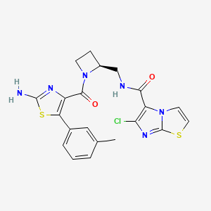 molecular formula C21H19ClN6O2S2 B14034483 Imidazo[2,1-b]thiazole-5-carboxamide, N-[[(2S)-1-[[2-amino-5-(3-methylphenyl)-4-thiazolyl]carbonyl]-2-azetidinyl]methyl]-6-chloro- 