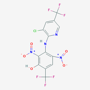 molecular formula C13H5ClF6N4O5 B14034498 3-((3-Chloro-5-(trifluoromethyl)pyridin-2-yl)amino)-2,4-dinitro-6-(trifluoromethyl)phenol CAS No. 79614-99-6