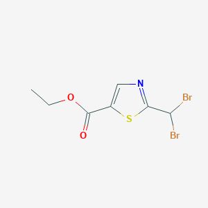 molecular formula C7H7Br2NO2S B14034563 Ethyl 2-(dibromomethyl)thiazole-5-carboxylate 