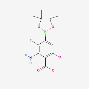 molecular formula C14H18BF2NO4 B14034702 Methyl 2-amino-3,6-difluoro-4-(4,4,5,5-tetramethyl-1,3,2-dioxaborolan-2-yl)benzoate 