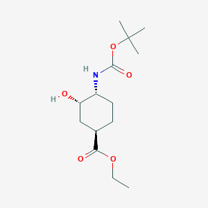 molecular formula C14H25NO5 B1403476 (1R,3S,4R)-4-(Boc-amino)-3-hydroxy-cyclohexane-carboxylic acid ethyl ester CAS No. 1392745-15-1