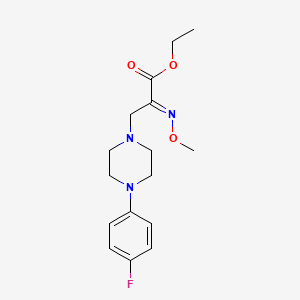 molecular formula C16H22FN3O3 B14034783 Ethyl 3-(4-(4-fluorophenyl)piperazino)-2-(methoxyimino)propanoate 
