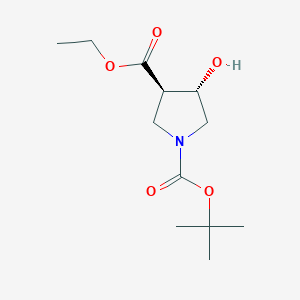 molecular formula C12H21NO5 B1403482 反式-1-Boc-4-羟基吡咯烷-3-羧酸乙酯 CAS No. 849935-83-7