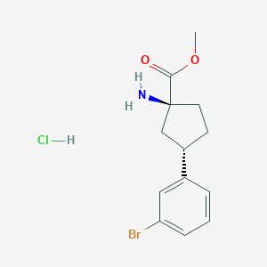 molecular formula C13H17BrClNO2 B14034898 Methyl (1S,3S)-1-amino-3-(3-bromophenyl)cyclopentane-1-carboxylate hcl 