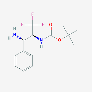 molecular formula C14H19F3N2O2 B14034976 Tert-butyl ((2S,3S)-3-amino-1,1,1-trifluoro-3-phenylpropan-2-YL)carbamate 