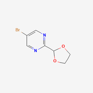 molecular formula C7H7BrN2O2 B1403499 5-溴-2-[1,3]二氧戊环-2-基-嘧啶 CAS No. 1392803-06-3