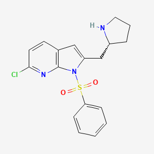 molecular formula C18H18ClN3O2S B14035050 1H-Pyrrolo[2,3-b]pyridine, 6-chloro-1-(phenylsulfonyl)-2-[(2R)-2-pyrrolidinylmethyl]- 