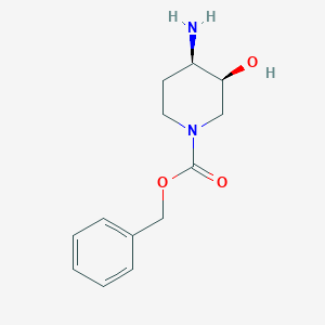 molecular formula C13H18N2O3 B1403510 cis-4-Amino-1-Cbz-3-hydroxypiperidine CAS No. 924278-87-5
