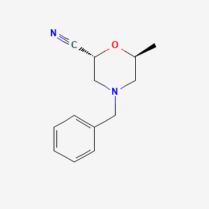 molecular formula C13H16N2O B14035114 trans-4-Benzyl-6-methylmorpholine-2-carbonitrile 