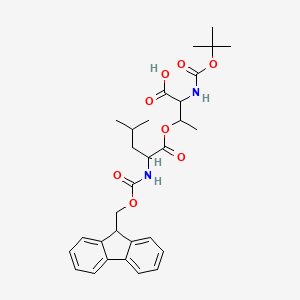 molecular formula C30H38N2O8 B14035189 Boc-Thr(Fmoc-Leu)-OH 