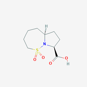 molecular formula C9H15NO4S B1403521 (5aS,8S)-1,1-dioxo-2,3,4,5,5a,6,7,8-octahydropyrrolo[1,2-b]thiazepine-8-carboxylic acid CAS No. 1316754-64-9