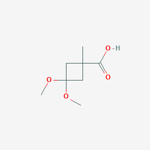molecular formula C8H14O4 B1403522 3,3-Dimethoxy-1-methylcyclobutanecarboxylic acid CAS No. 1408075-28-4
