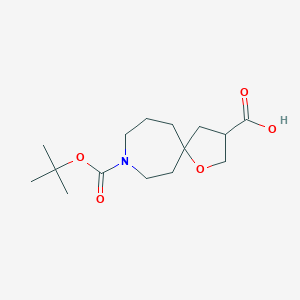 molecular formula C15H25NO5 B1403523 8-[(Tert-butoxy)carbonyl]-1-oxa-8-azaspiro[4.6]undecane-3-carboxylic acid CAS No. 1268522-48-0
