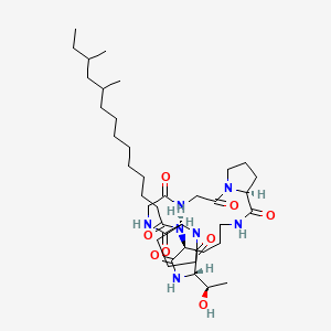 molecular formula C39H67N7O8 B14035595 N-[(9S,15S,18S,24S)-15-[(1R)-1-hydroxyethyl]-2,5,8,14,17,23-hexaoxo-1,4,7,13,16,22-hexazatricyclo[22.3.0.09,13]heptacosan-18-yl]-10,12-dimethyltetradecanamide 