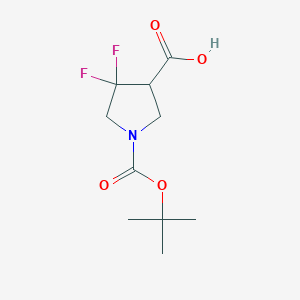 molecular formula C10H15F2NO4 B1403560 1-(Tert-butoxycarbonyl)-4,4-difluoropyrrolidine-3-carboxylic acid CAS No. 1196145-11-5