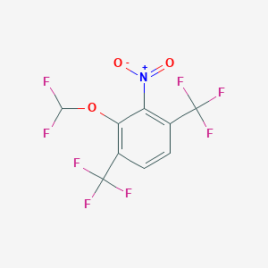 molecular formula C9H3F8NO3 B14035615 1,4-Bis(trifluoromethyl)-2-(difluoromethoxy)-3-nitrobenzene 