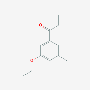molecular formula C12H16O2 B14035628 1-(3-Ethoxy-5-methylphenyl)propan-1-one 