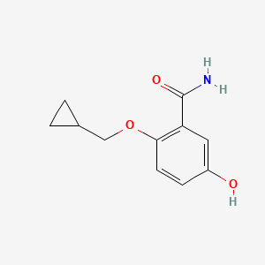 molecular formula C11H13NO3 B1403566 2-(Cyclopropylmethoxy)-5-hydroxybenzamide CAS No. 1243451-03-7