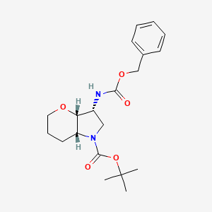 molecular formula C20H28N2O5 B1403575 Racemic-(3R,3aR,7aR)-tert-butyl 3-(((benzyloxy)carbonyl)amino)hexahydropyrano[3,2-b]pyrrole-1(2H)-carboxylate CAS No. 1341039-68-6