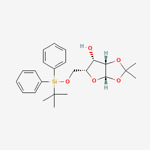molecular formula C24H32O5Si B1403576 (3aS,5R,6S,6aS)-5-(((tert-Butyldiphenylsilyl)oxy)methyl)-2,2-dimethyltetrahydrofuro[2,3-d][1,3]dioxol-6-ol CAS No. 133048-89-2